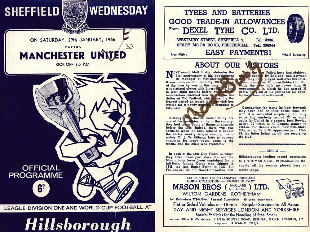 Lot 350: Matt Busby signed inside page of Sheffield v...