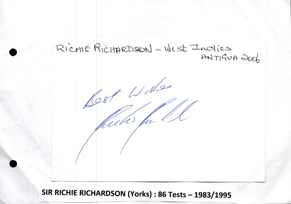 Lot 395: Richie Richardson signed signature piece.