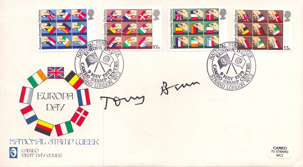 Lot 409: Tony Benn signed Europa Day National Stamp week...