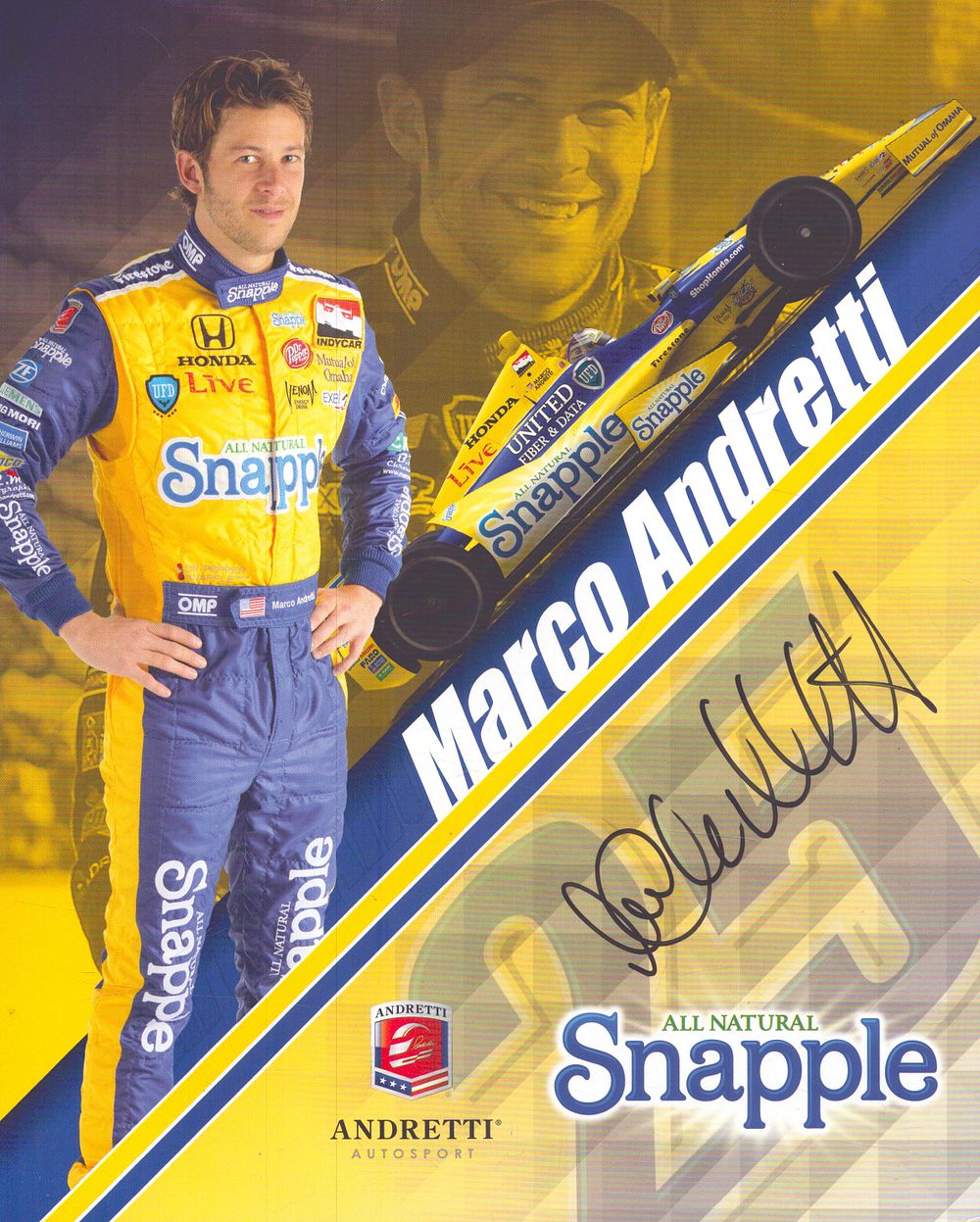 Lot 413: Marco Andretti signed Andretti Autosport racing promo card.