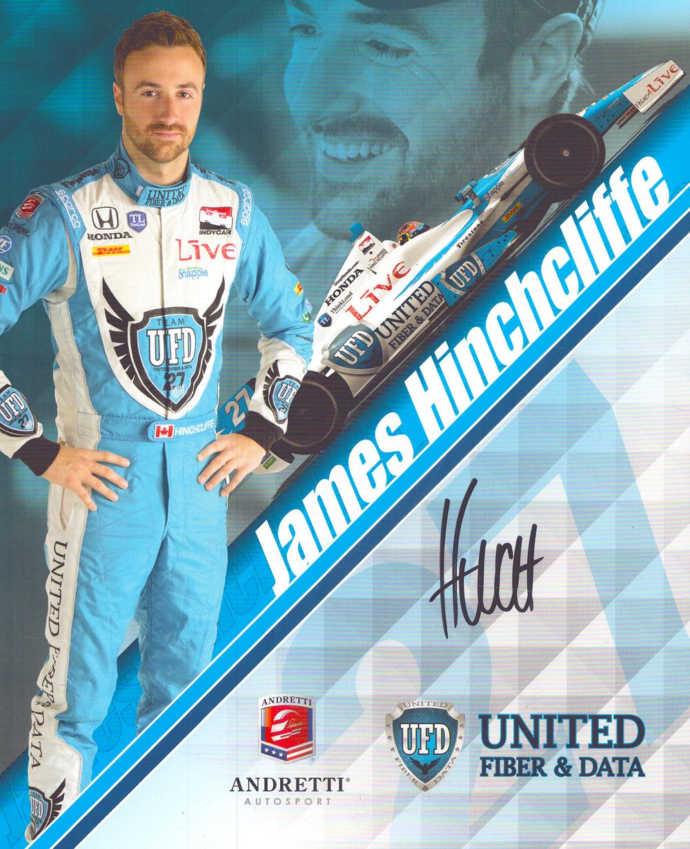 Lot 414: James Hinchcliffe signed Andretti Autosport racing promo card.