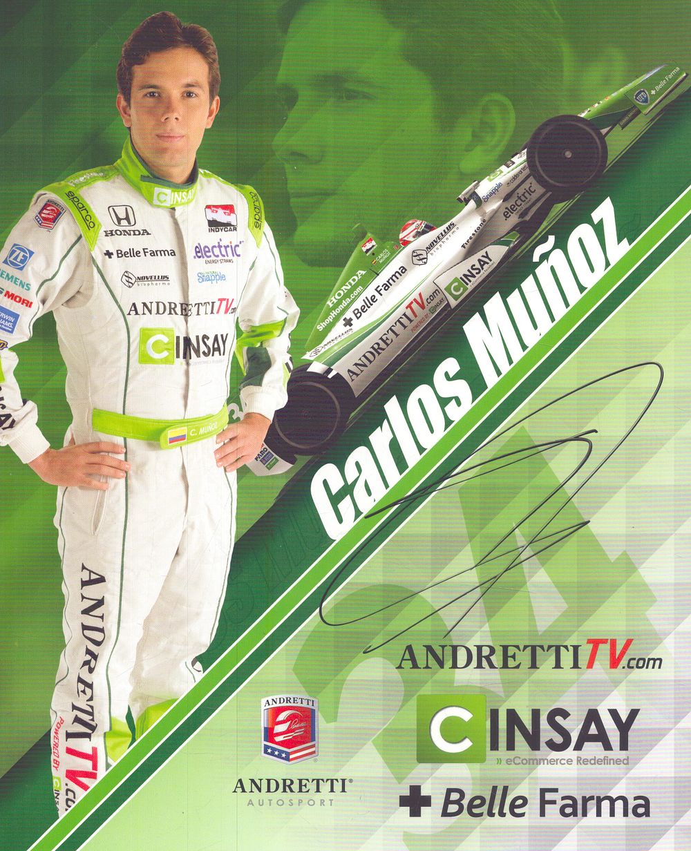 Lot 416: Carols Munoz signed Andretti Autosport racing promo card.