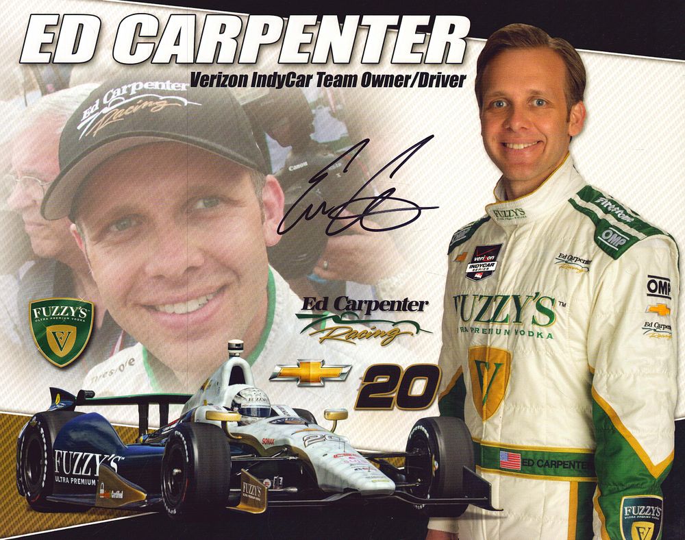 Lot 417: ED Carpenter signed Ed Carpenter racing promo card.