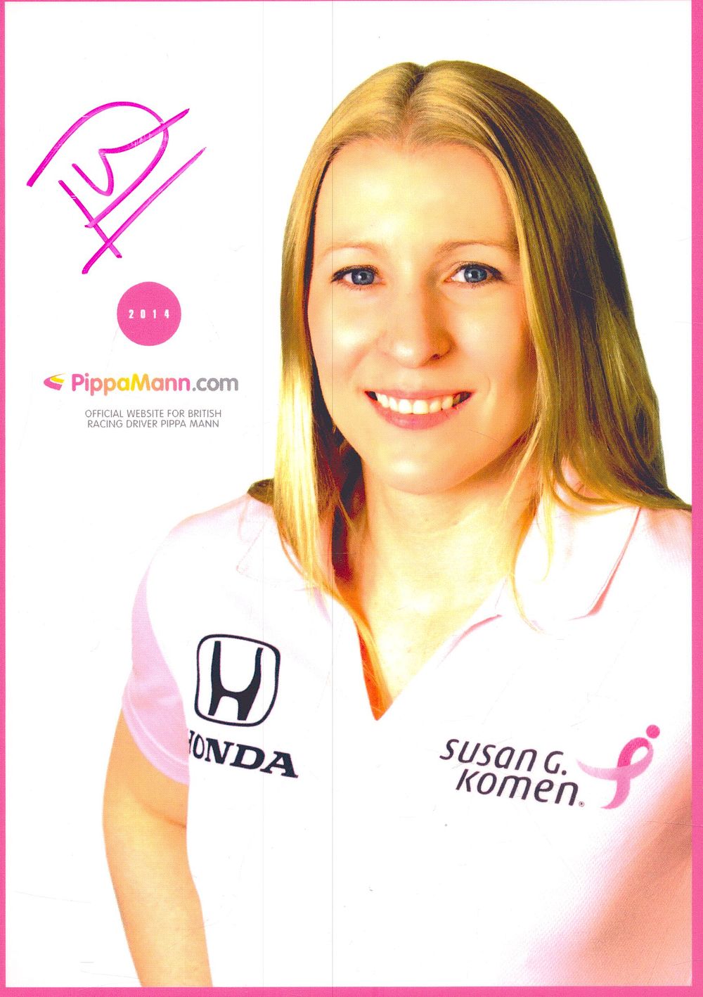 Lot 420: Pippa Mann signed racing promo card.