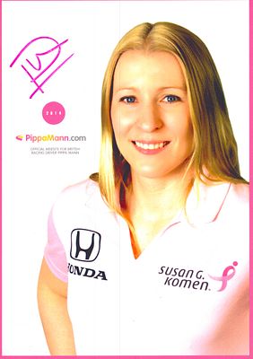 Pippa Mann signed racing promo card.