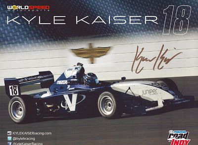 Kyle Kaiser signed World Speed Motorsports racing promo card.
