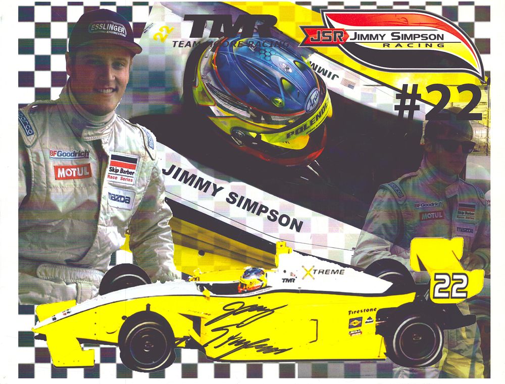 Lot 430: Jimmy Simpson signed JSR Racing promo card.