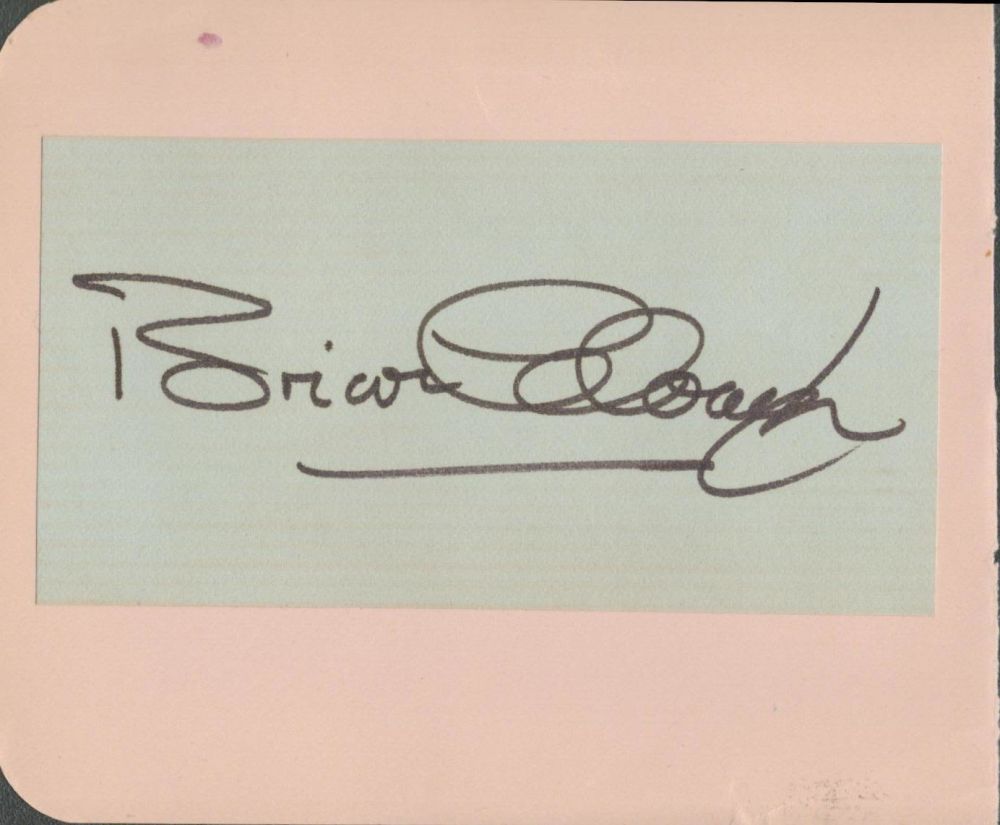 Lot 212: Brian Clough signed 5x4 album page. Good condition....