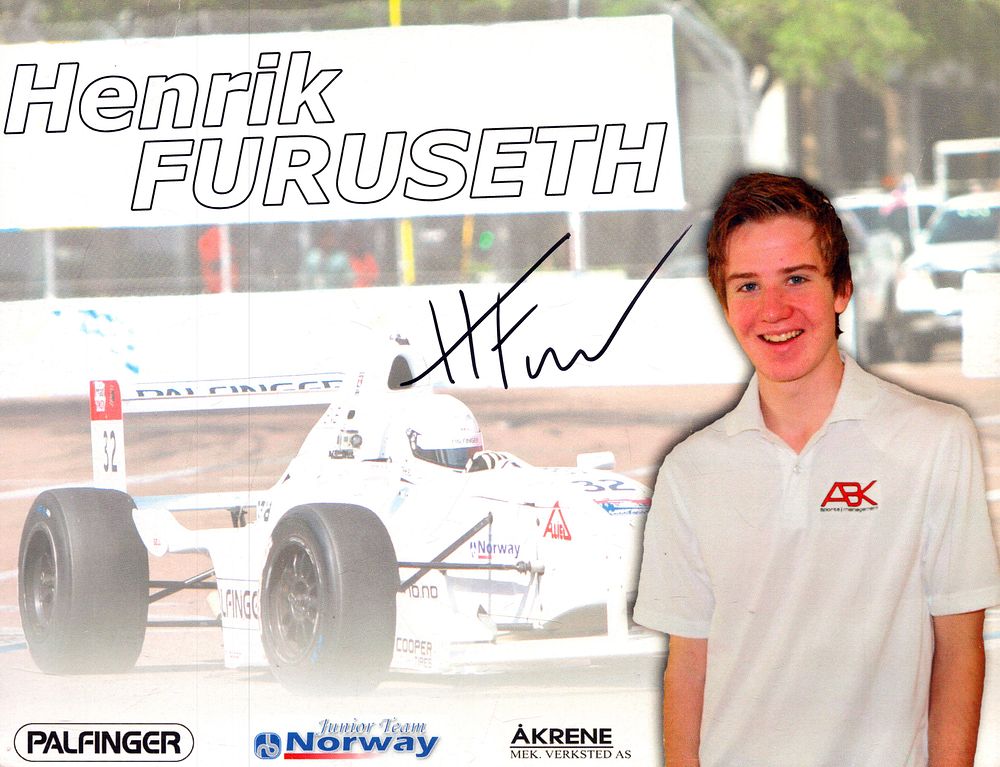 Lot 431: Henrik Furuseth signed motor racing promo card.