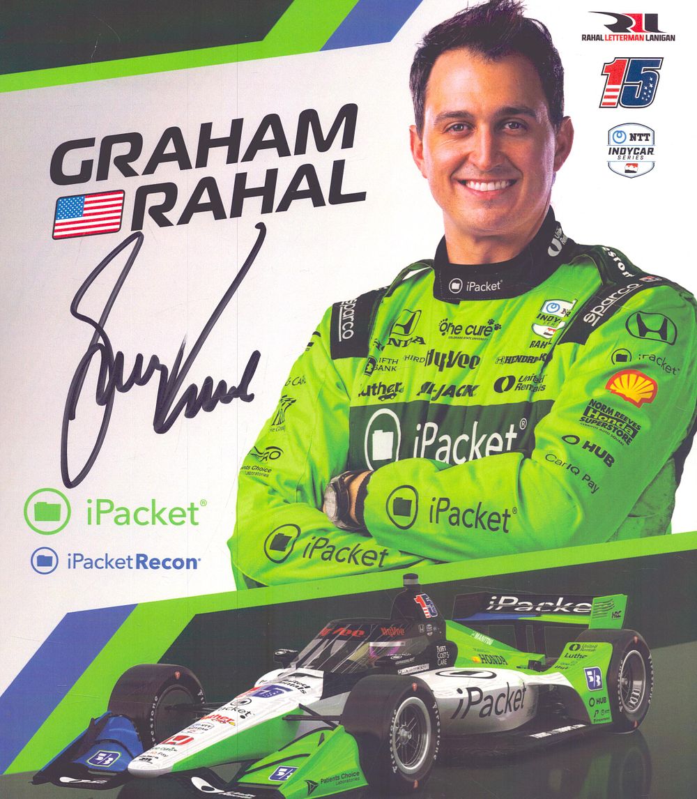 Lot 433: Graham Rahal signed motor racing promo card.