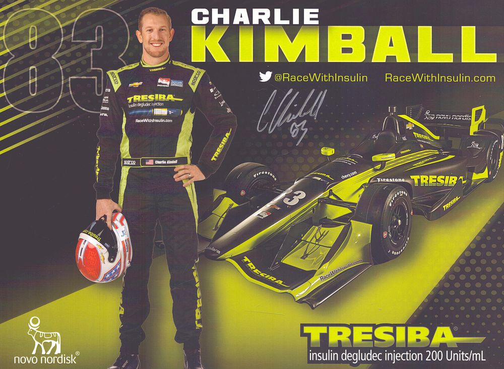 Lot 434: Charlie Kimball signed motor racing promo card.