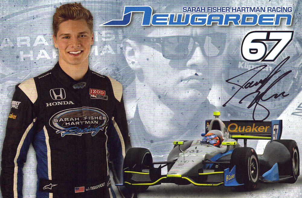 Lot 440: J Newgarden signed Sara Fisher Hartman Racing promo...