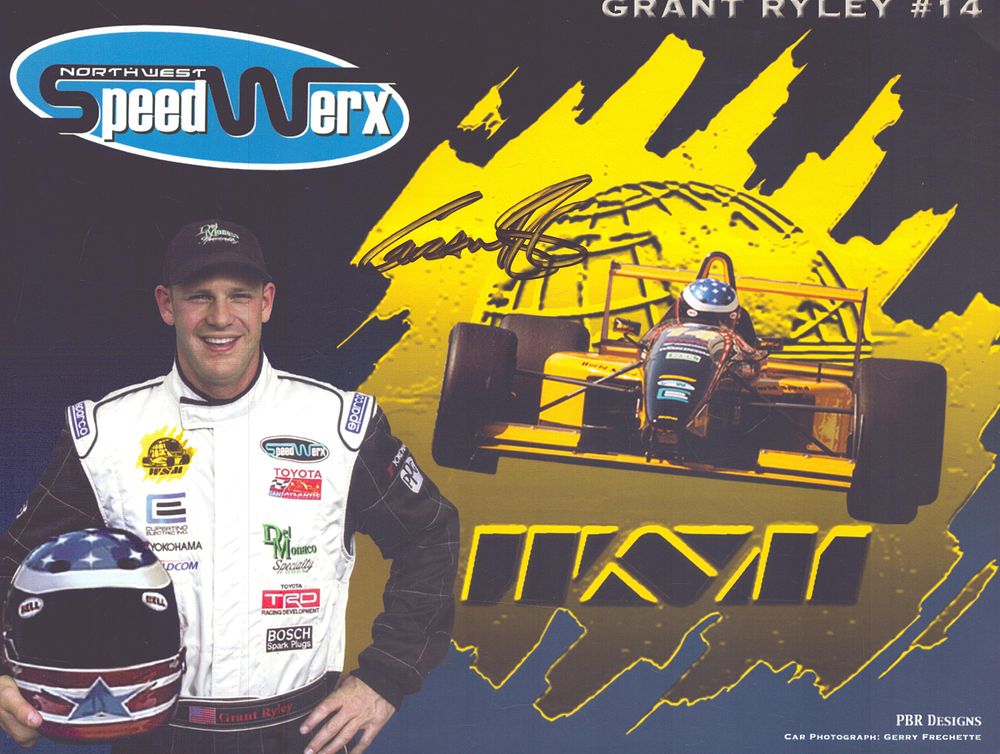 Lot 444: Grant Ryley signed motor racing promo card.