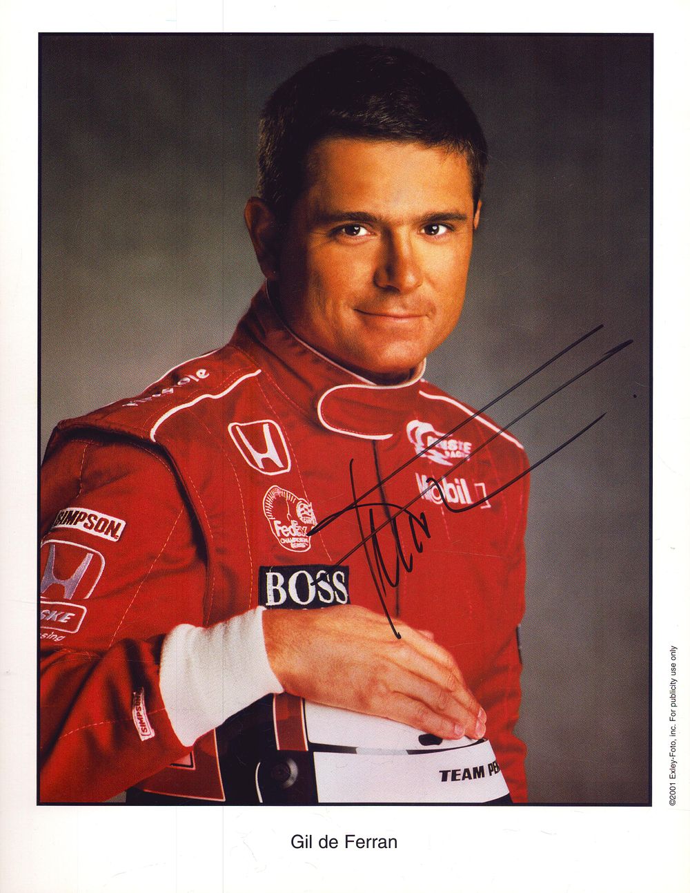 Lot 446: Gil de Ferran signed headshot image, approx 11x8.