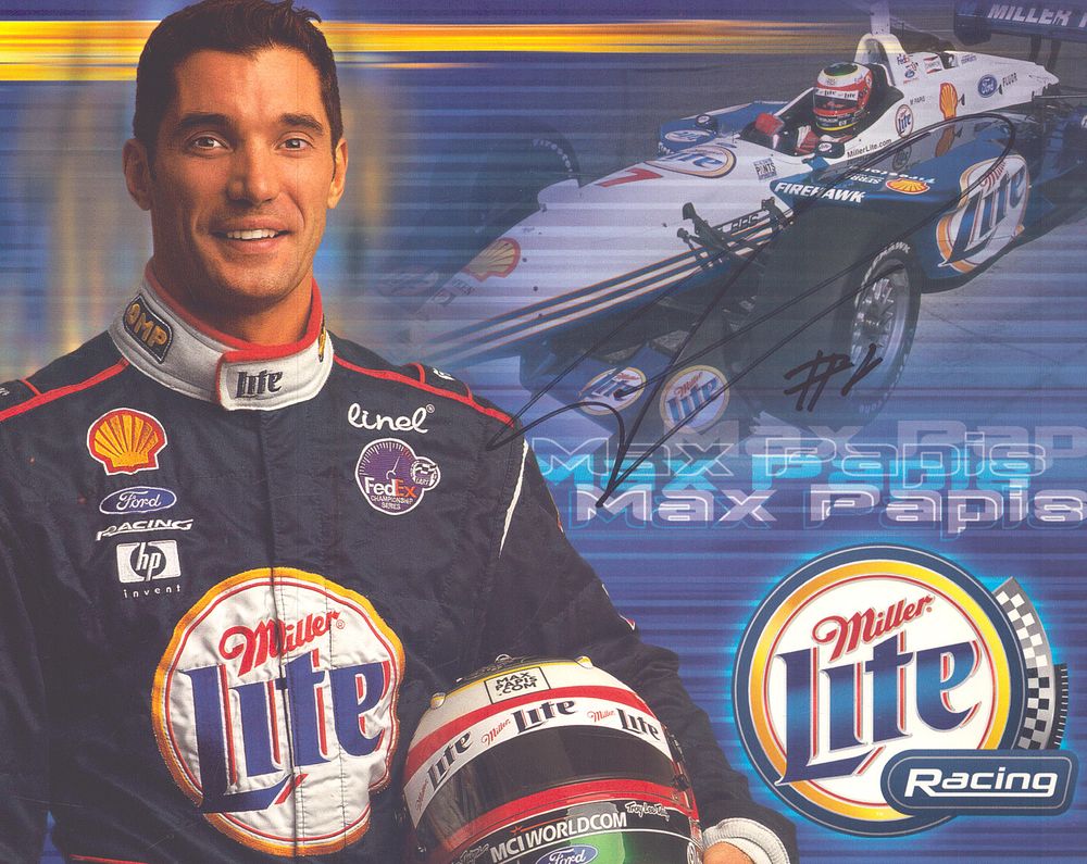 Lot 448: Massimiliano (Max) Papis signed Miller Lite Racing promo...