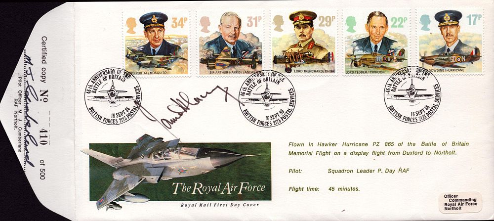 Lot 453: James Lacey signed FDC RAF 46 Anniversary 16...