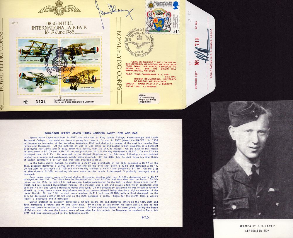 Lot 464: Sqn Ldr James Harry (Ginger) Lacey. Biggin Hill...