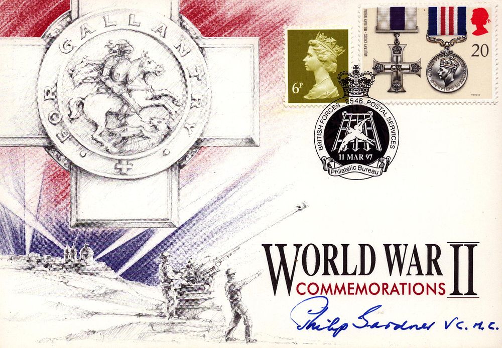 Lot 471: Philip Gardener VC WWII Commemorations Postcard. 11 Mar...