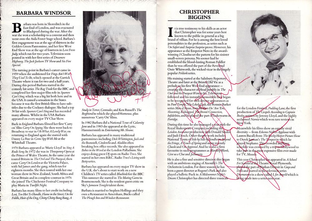 Lot 488: Barbara Windsor, Christopher Biggins, Christine Pilgrim, Larry Barnes...