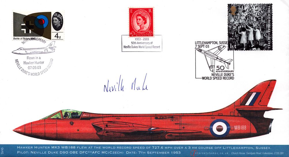 Lot 498: Sqn Ldr Neville Duke signed FDC 50th Anniversary...