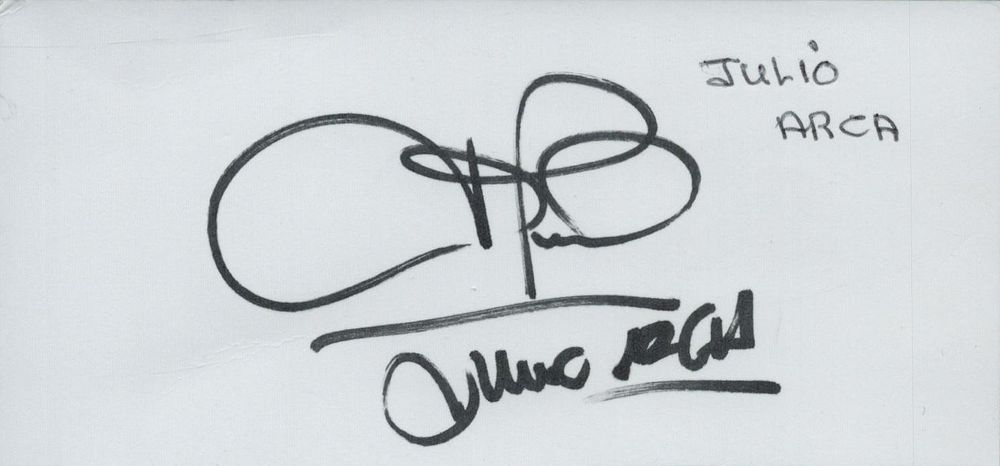 Lot 505: Footballer. Julio Arca signed 5x2.25 inch white card....