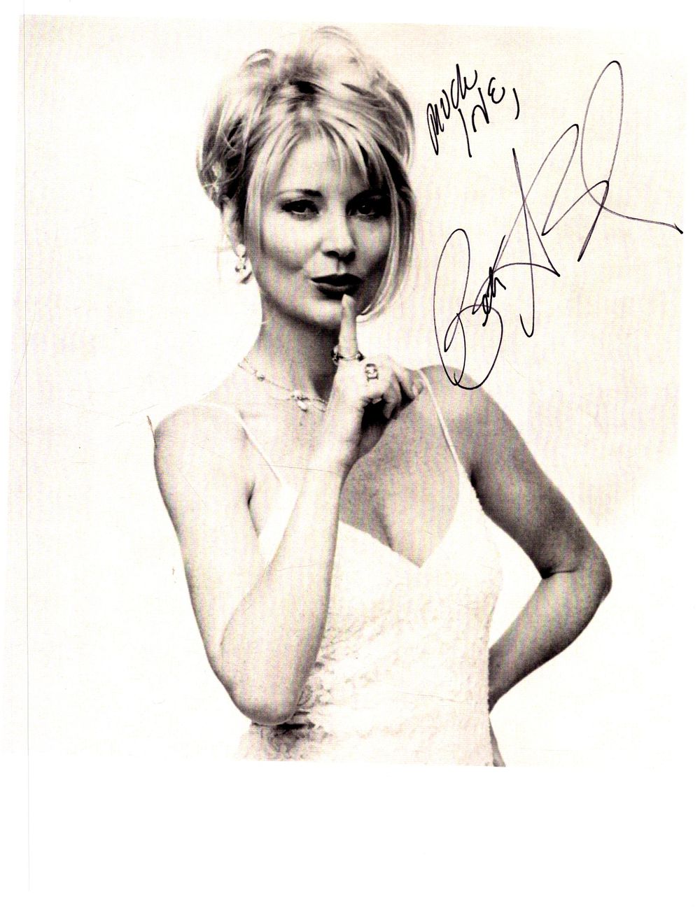 Lot 511: Beth Broderick signed 10x8inch black and white photo.