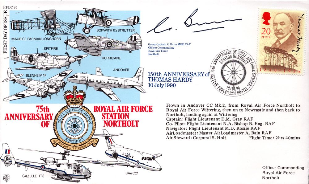 Lot 539: Group Captain G. Bunn signed FDC. Signed on...