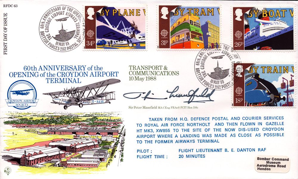 Lot 548: Sir Peter Masefield signed FDC. Signed on reverse...