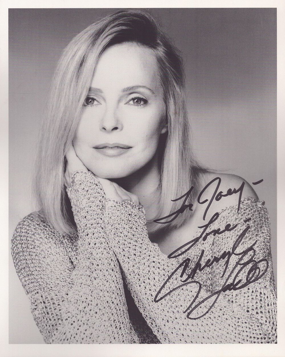 Lot 558: Cheryl Ladd signed 10x8inch black and white photo....