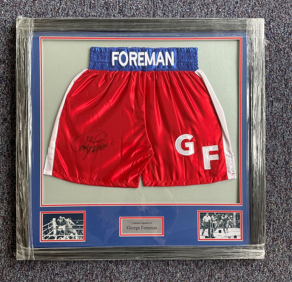 Lot 228: Boxing George Foreman signed 34x33 mounted and framed...