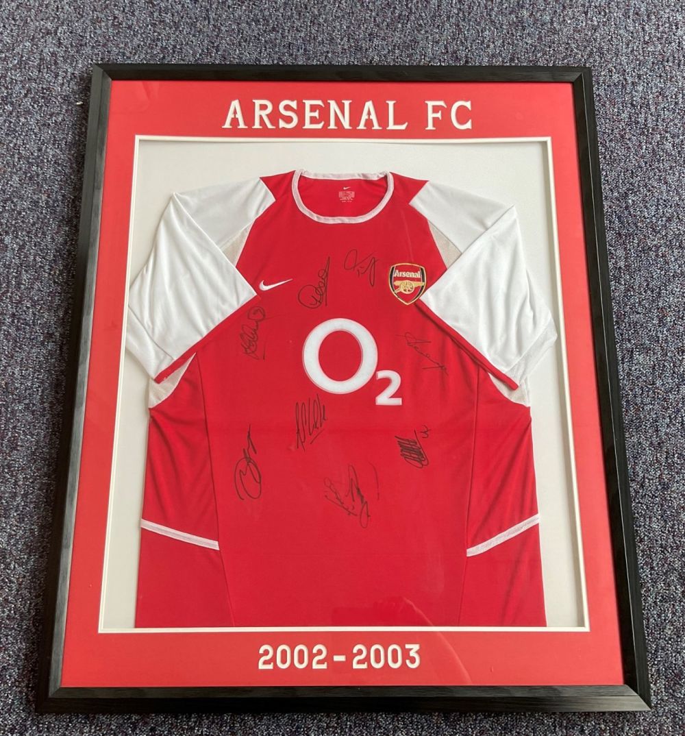Lot 230: Football Arsenal 2002/2003 multi signed 42x35 Shirt display...