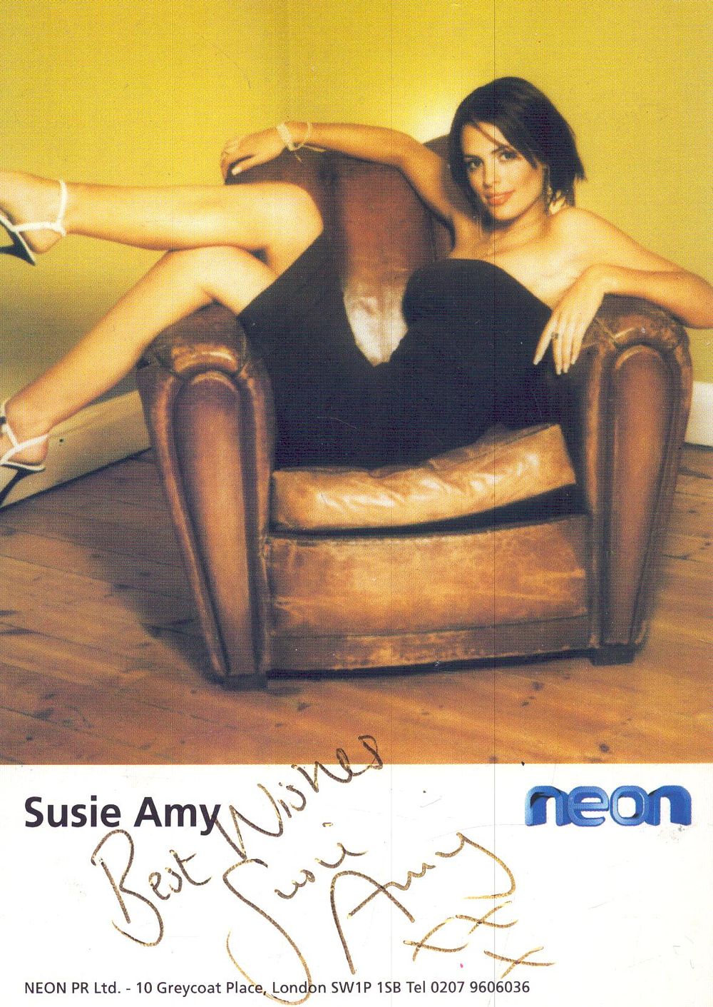 Lot 173: Susie Amy signed promo card, approx. 6x4.