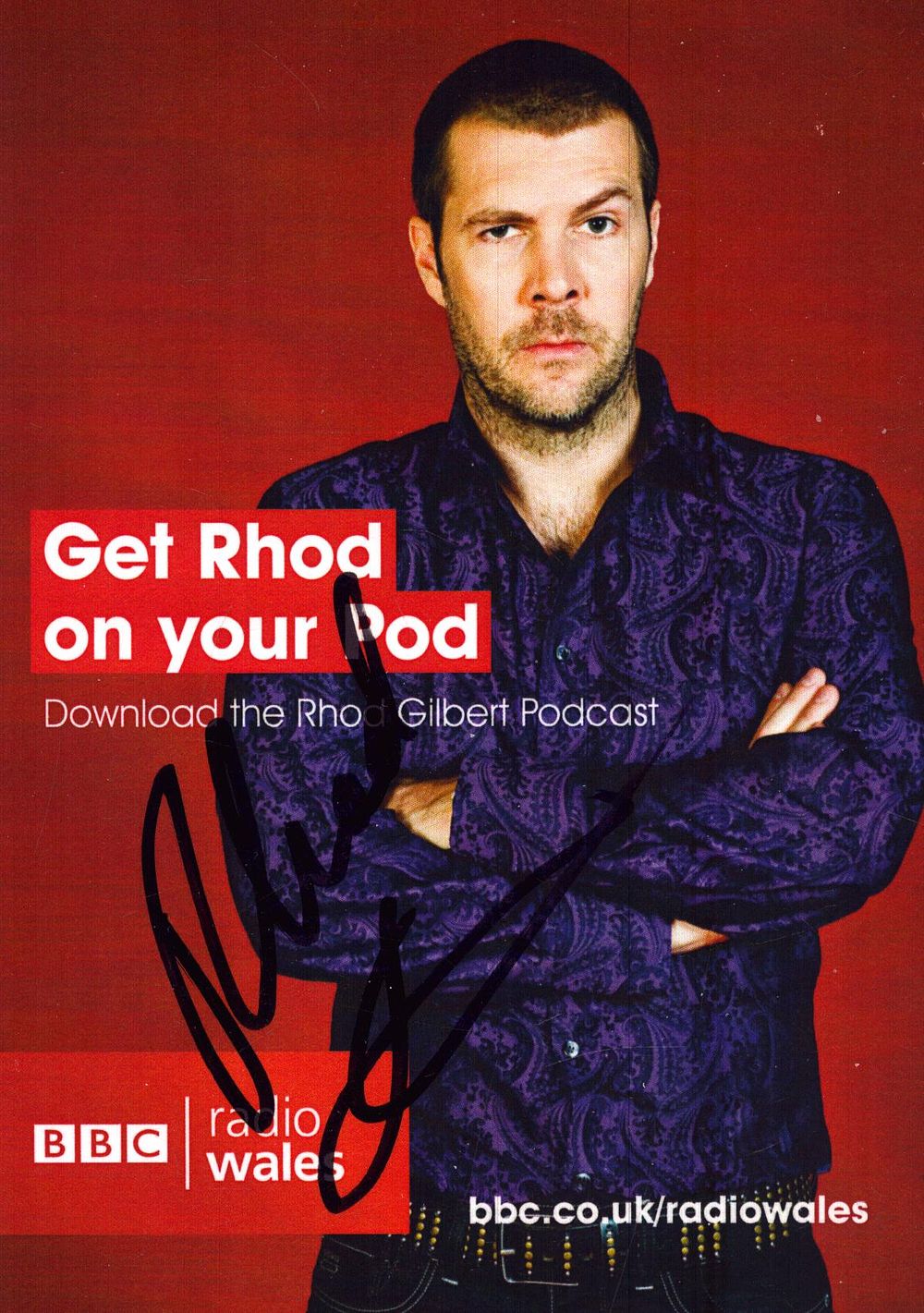 Lot 174: Rhod Gilbert signed promo card for BBC Radio...