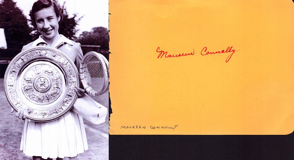 Lot 175: Maureen Connolly signed signature piece with black and...