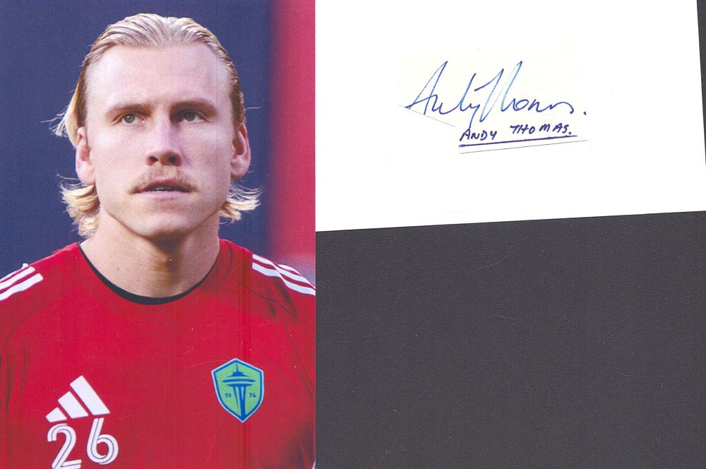 Lot 178: Andy Thomas signed signature piece with coloured photo.