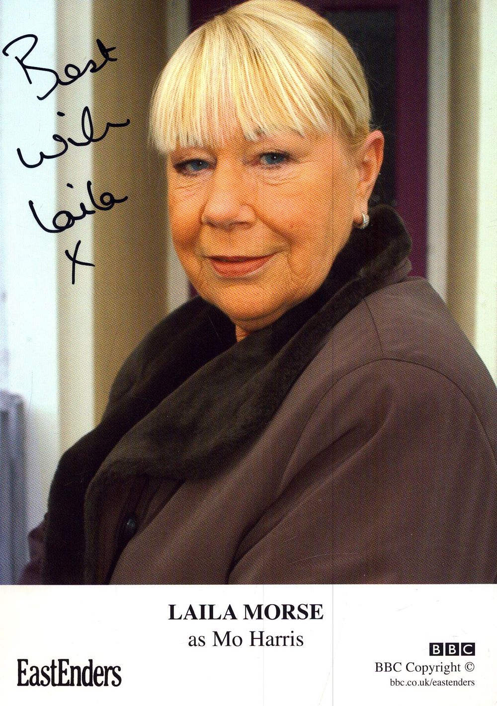 Lot 212: Laila Morse signed promo card, approx. 6x4.