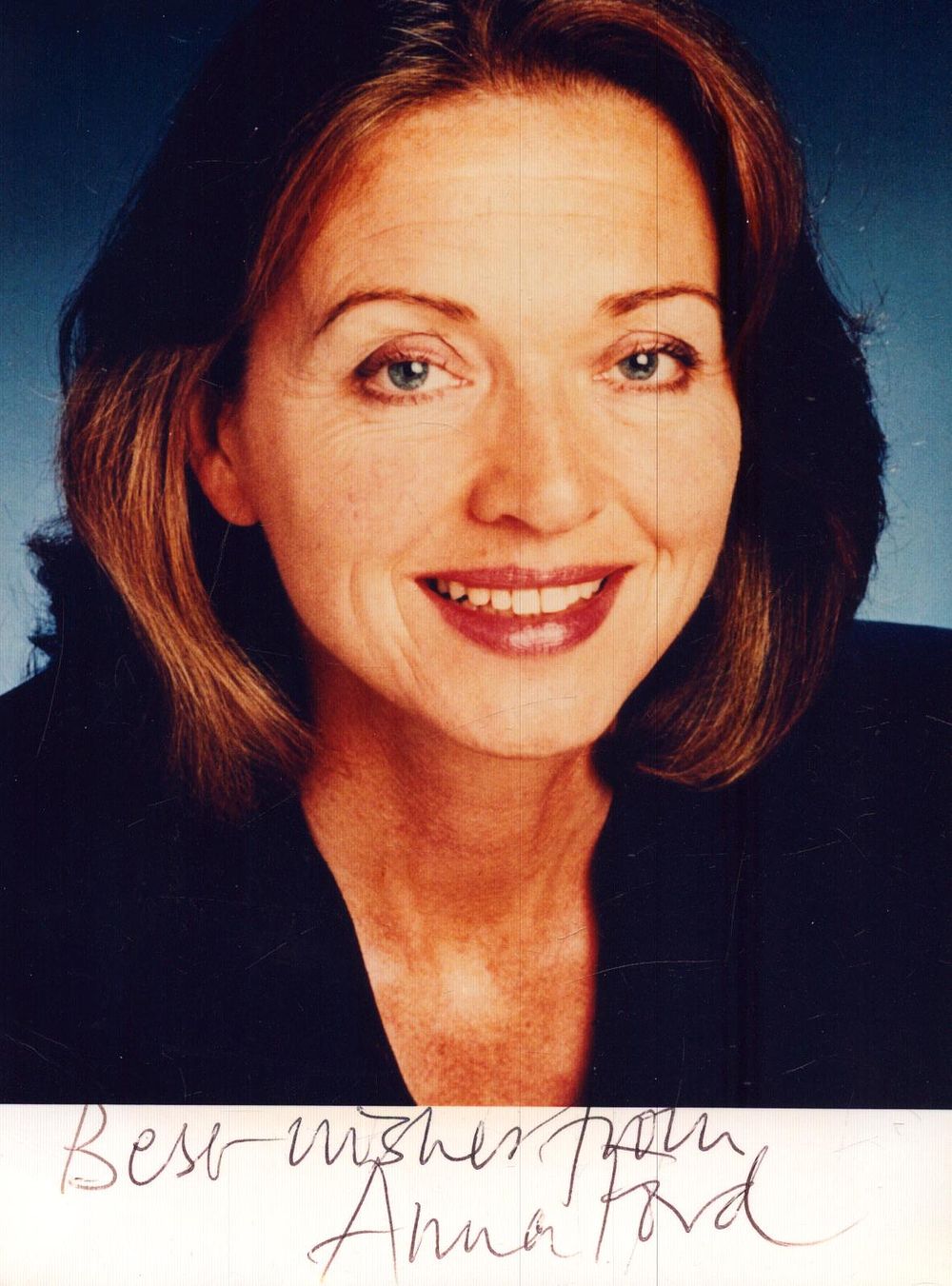 Lot 216: Anna Ford signed promo card, approx. 6x4.