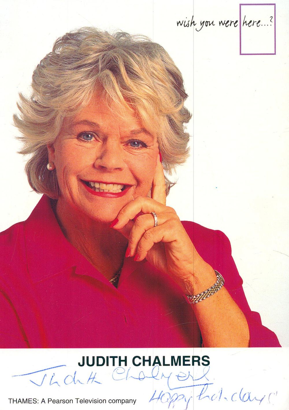 Lot 222: Judith Chalmers signed promo card, approx. 6x4.