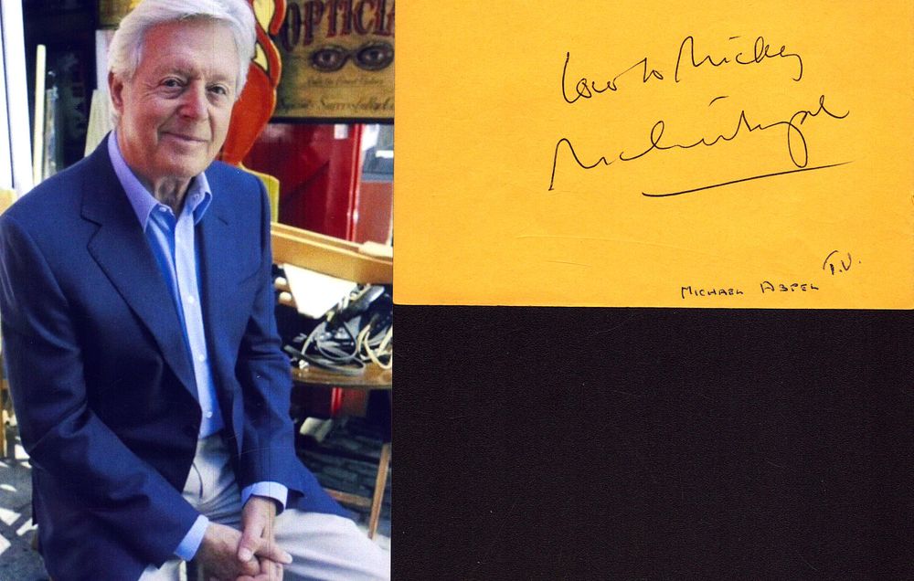 Lot 228: Michael Aspel signed signature piece with coloured photo.