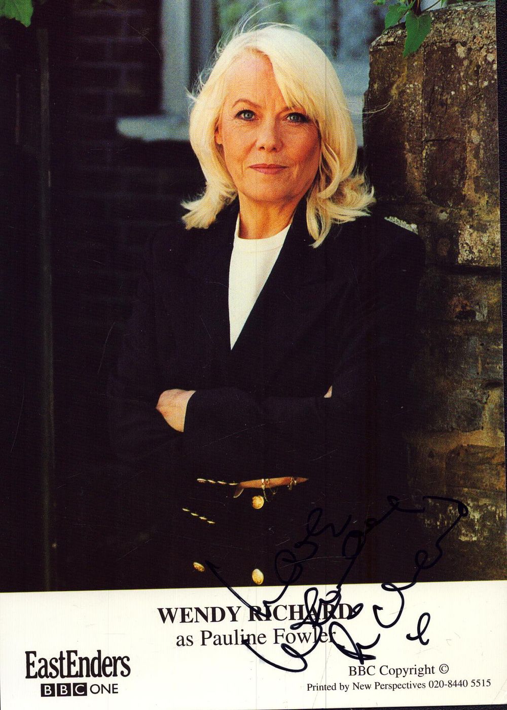 Lot 241: Wendy Richard signed promo card, approx. 6x4.