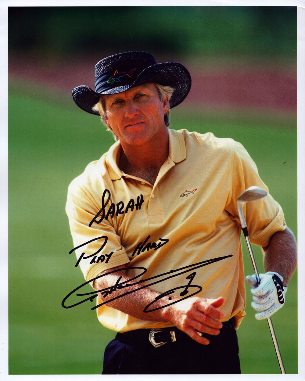 Lot 287: Greg Norman signed 10x8 colour photo, dedicated.