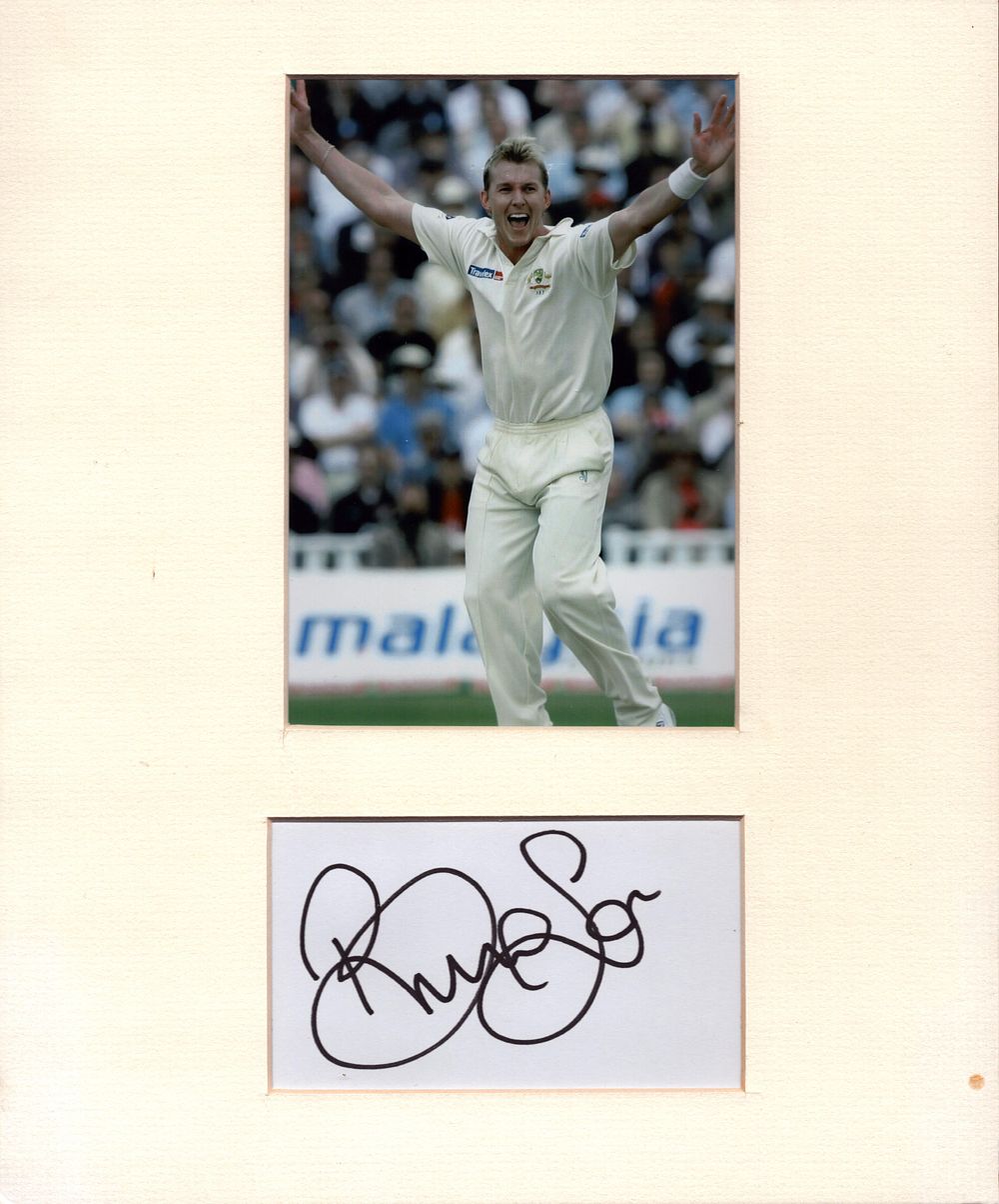 Lot 292: Brett Lee signature piece and 6x4 photo mounted.