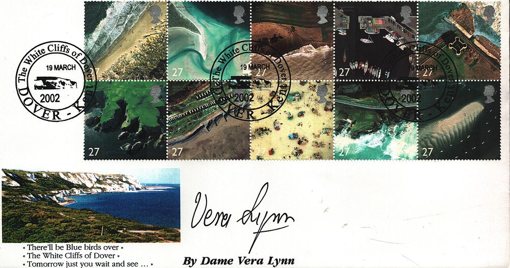 Lot 303: Vera Lynn signed FDC. Ten Stamps plus Triple...
