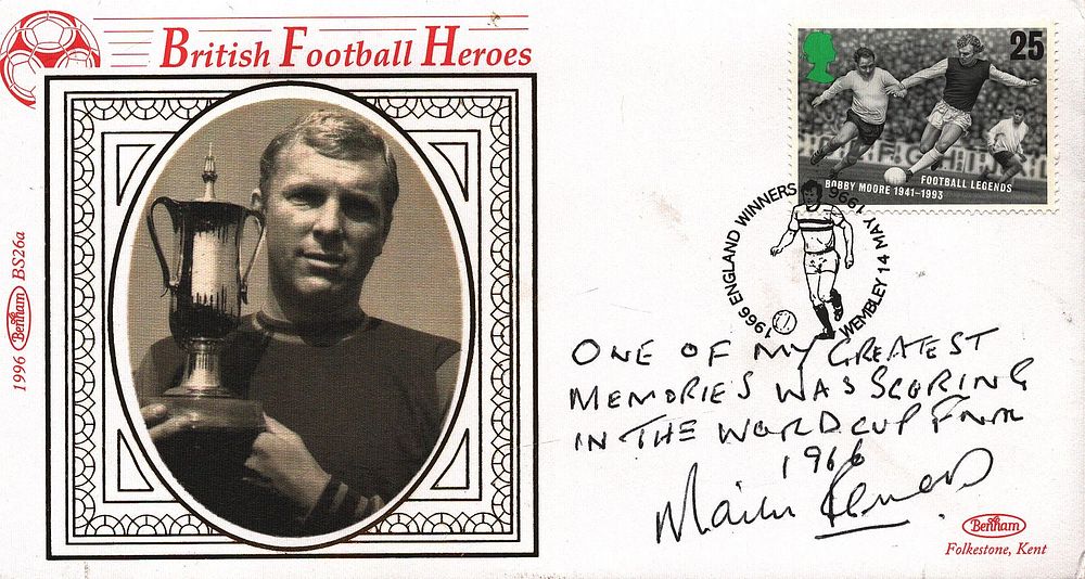 Lot 313: Martin Peters FDC. British Football Heroes. Single Stamp...