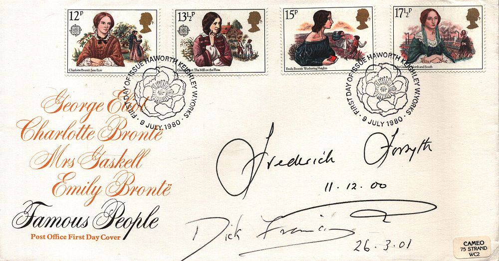 Lot 315: Frederick Forsyth & Dick Francis signed FDC. Four...