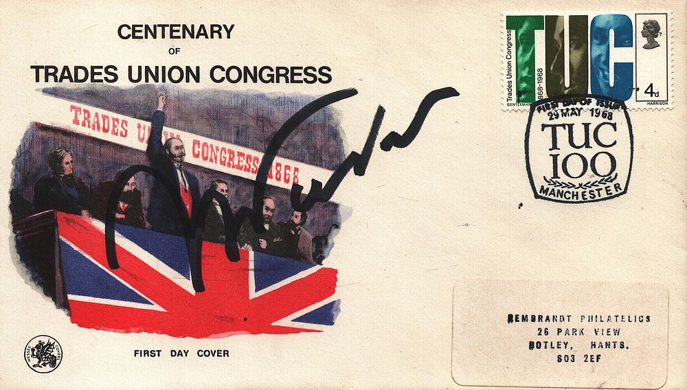 Lot 316: Lech Wałęsa signed FDC. Centenary of Trades Union Congress....