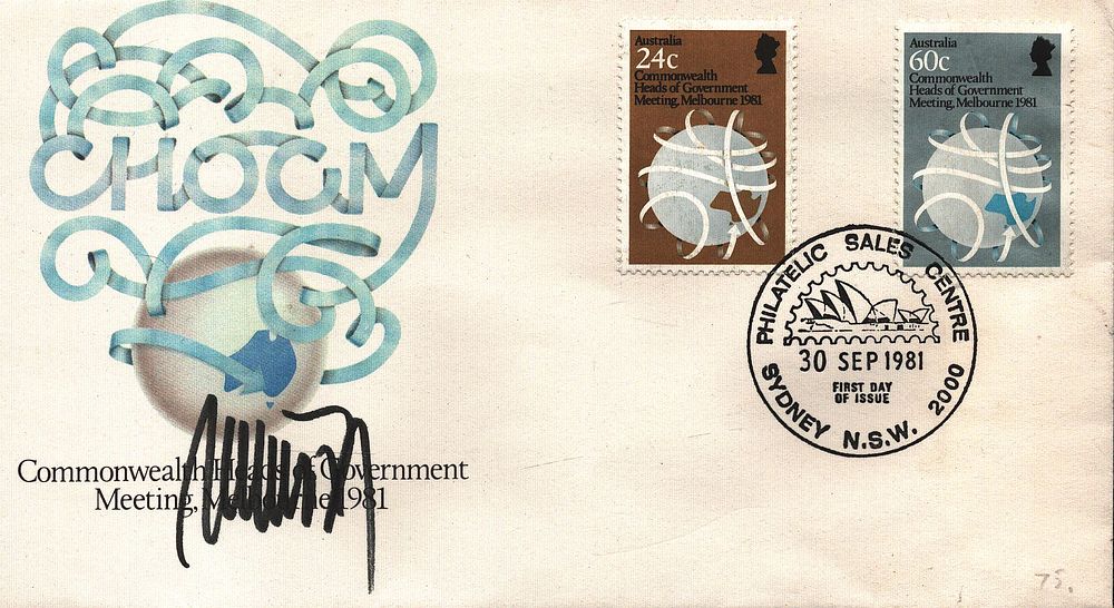 Lot 322: Helmut Schmidt signed FDC. Commonwealth Heads Government Meeting,...