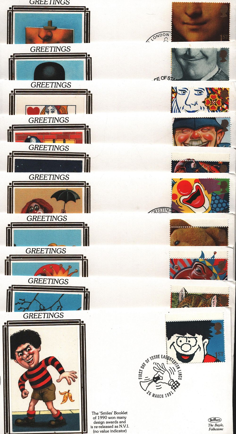 Lot 345: FDC Benham Collection 10. 'Greetings'. Single Stamp plus...