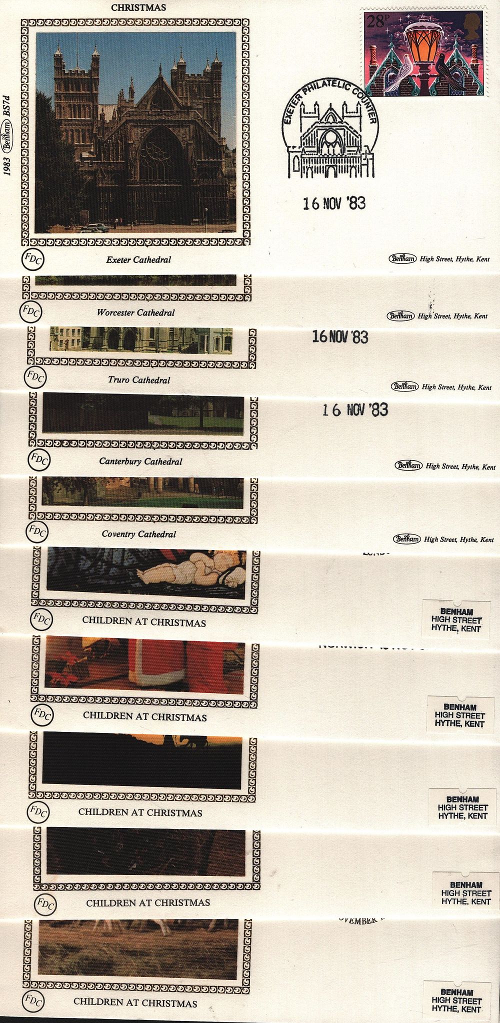 Lot 348: FDC Benham Collection 10. Christmas/Christmas 1981. Single Stamp...