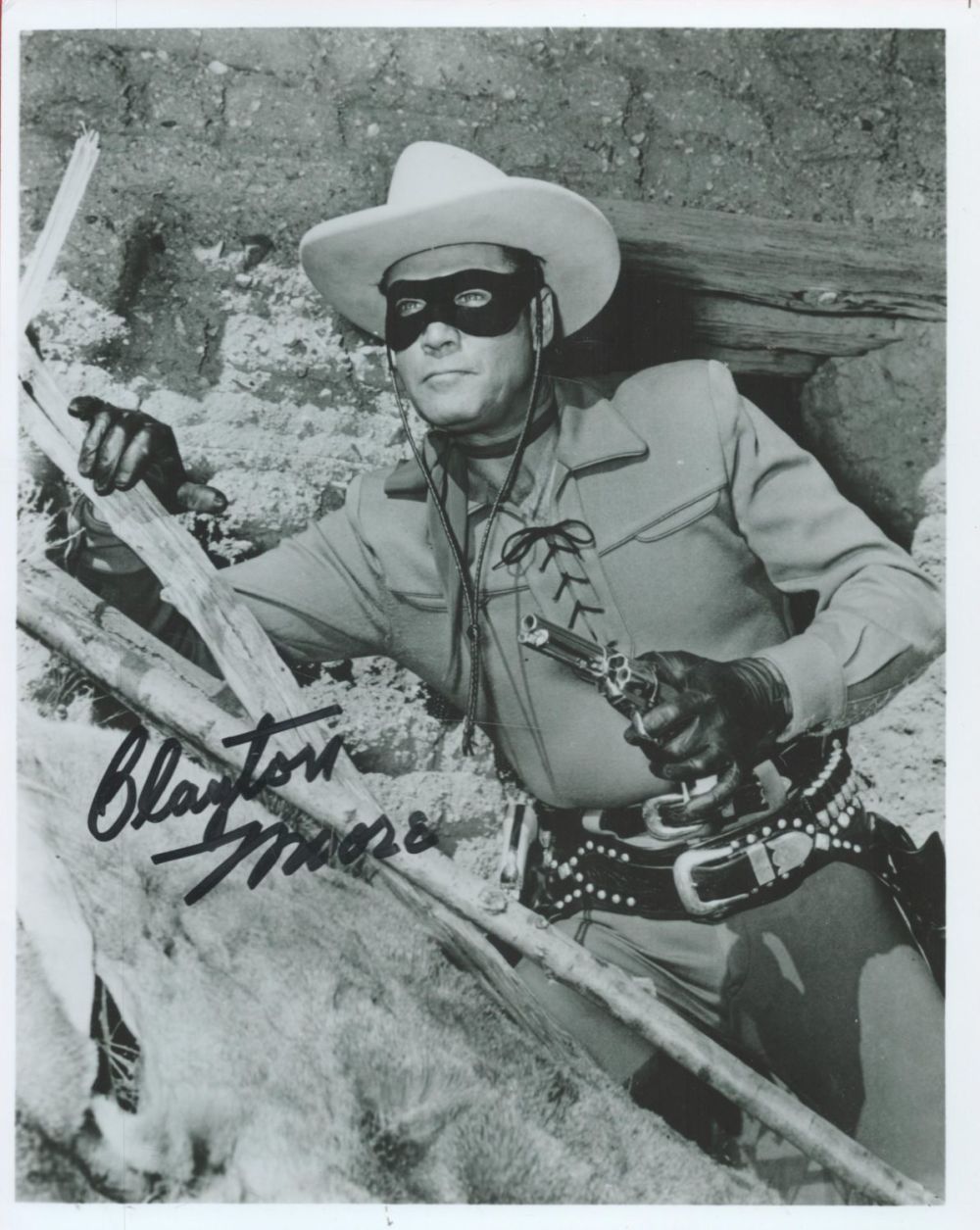 Lot 265: Clayton Moore signed Lone Ranger 10x8 black and...